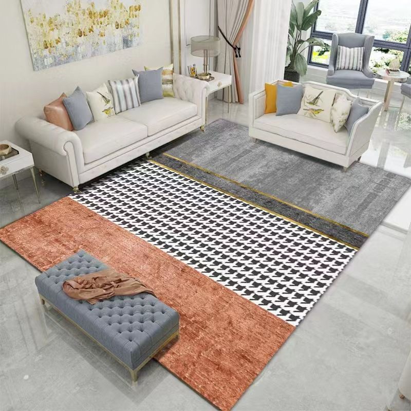 Modern Style Rug Geometric Pattern Rectangle Stain Resistant Shape Rug for Home Decor