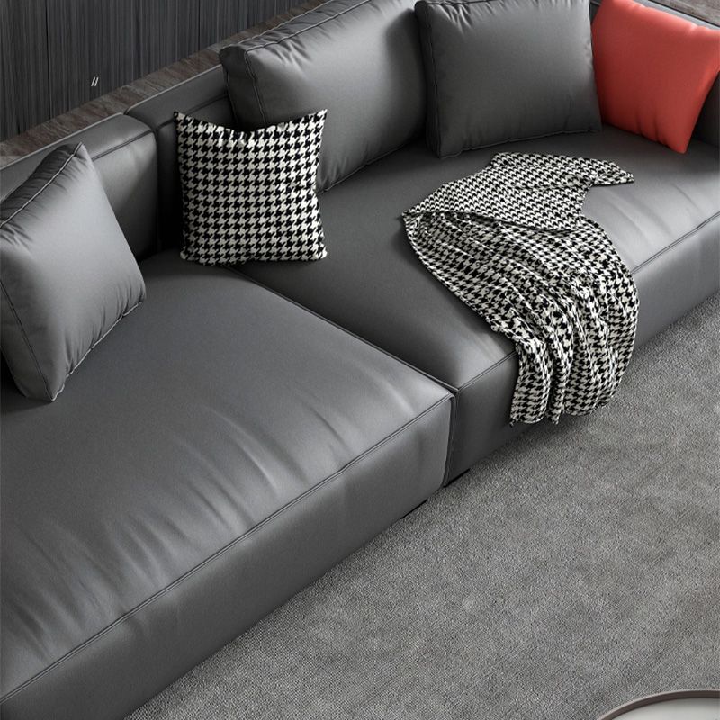 Dark Gray Faux Leather Square Arm Sofa/Sectionals with water proof for Living Room