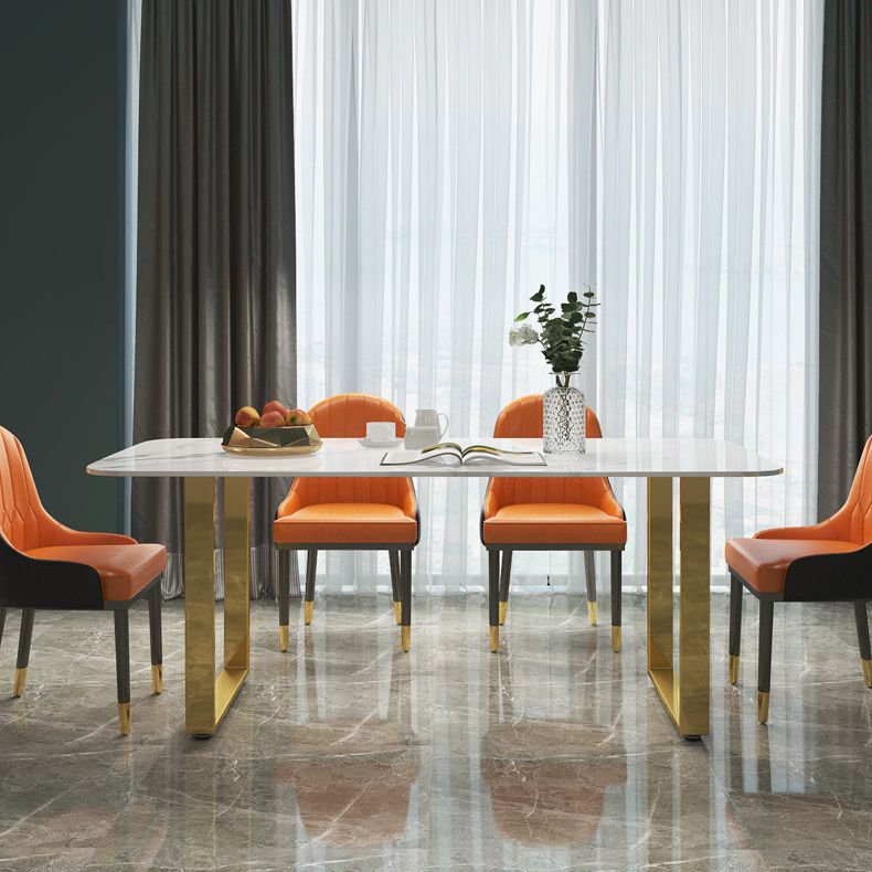 Marble Top Dining Table Modern Rectangle Dining Table with Sled Base