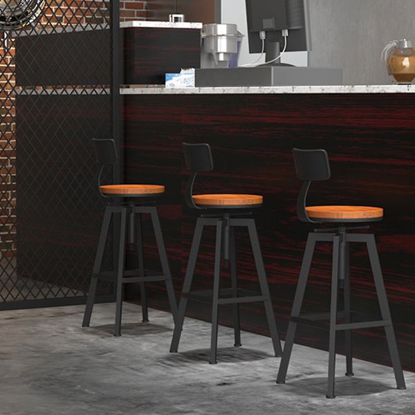 Adjustable Armless Height Stool Industrial Counter Stools with Black Base