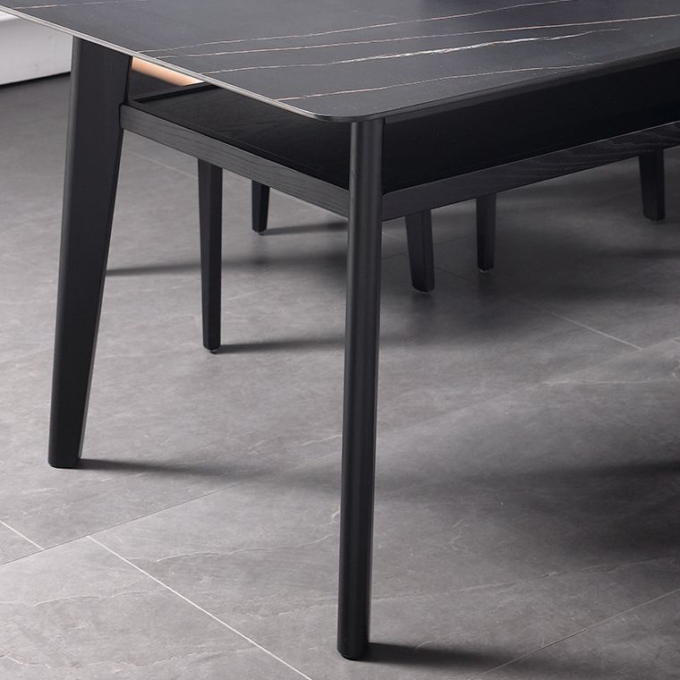 Modern Sintered Stone Top Dining Set Rectangle 1/2/5/7 Pieces Wooden Dining Room Table Set