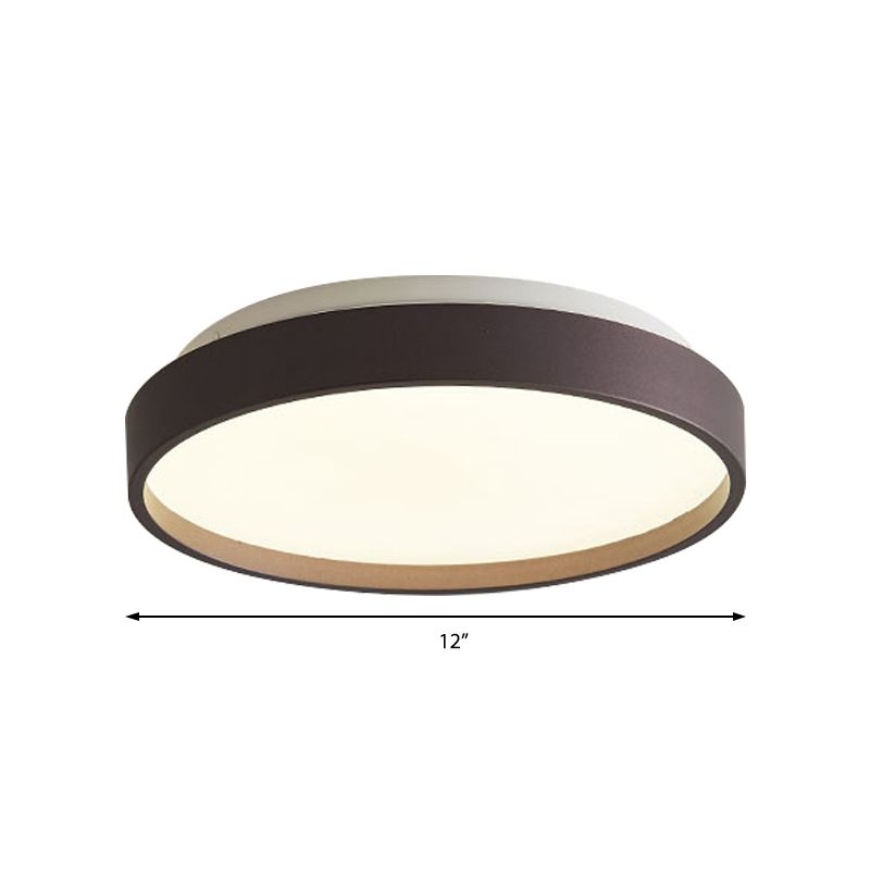 12"/18" Round Flush Light Modern Acrylic 1 Light Flush Mount Ceiling Light in Coffee Bronze/Gold/White for Indoor