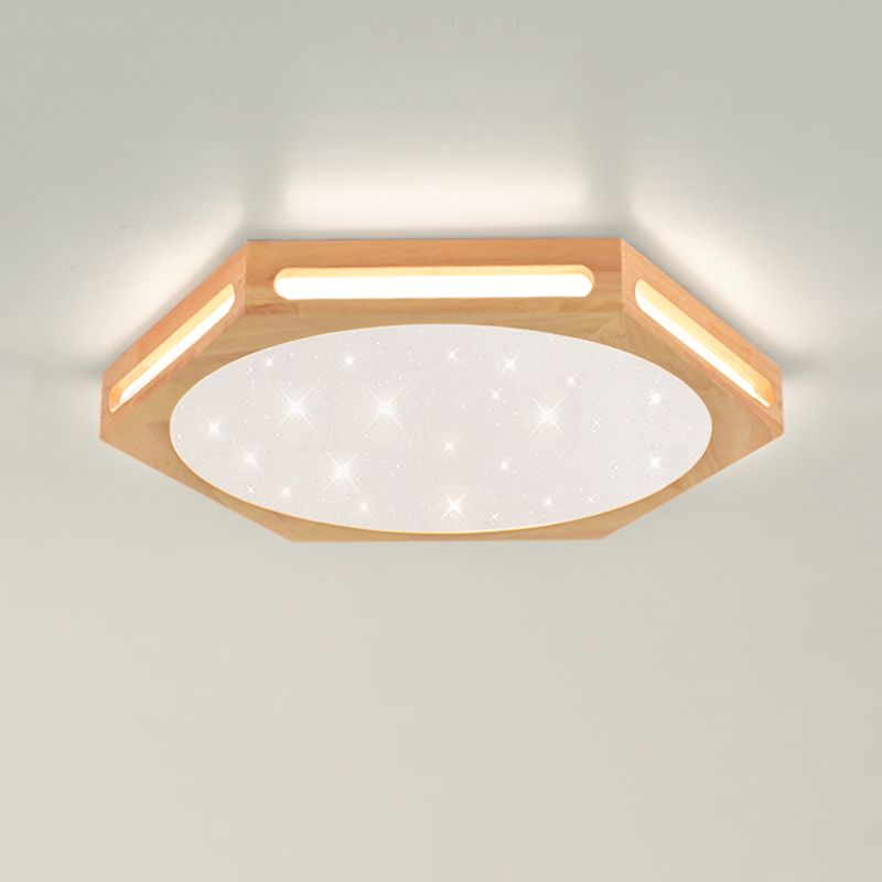 Modern Style Geometry Shape Ceiling Lamp Wood 1 Light Ceiling Lighting for Dining Room