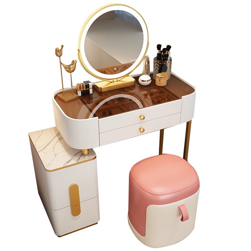 Glam Glass Makeup Counter 29.9" H Bedroom Make-up Vanity with Drawer