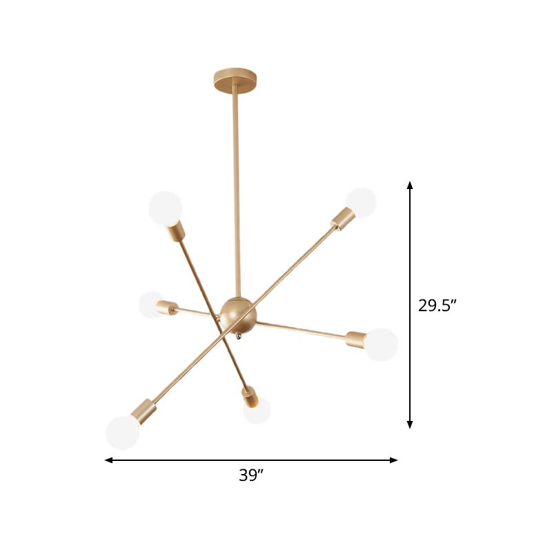 Lampadario lineare soggiorno lampadario a 6 teste a sospensione modernista la luce del soffitto in ottone