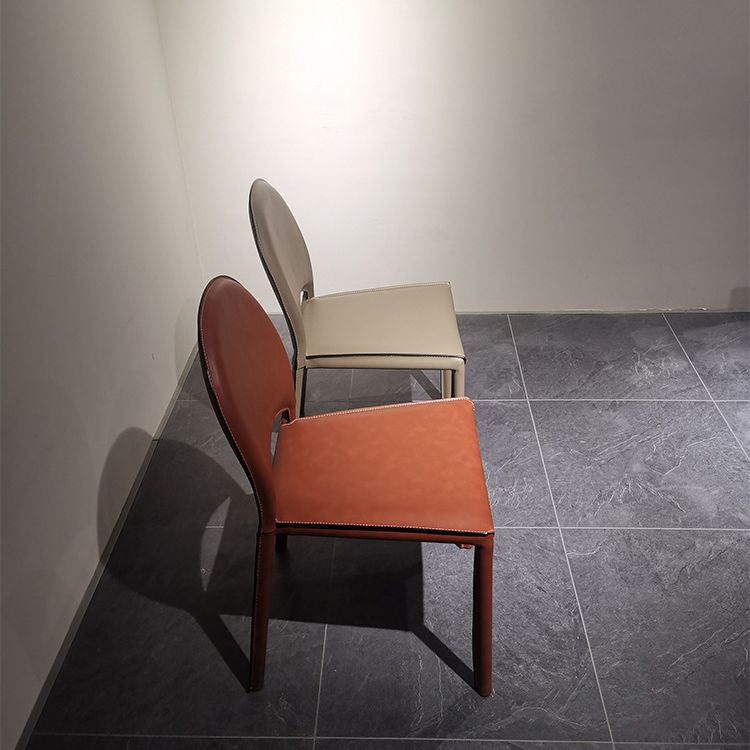 Faux Leather Dining Chairs Contemporary Chair with Metal Legs