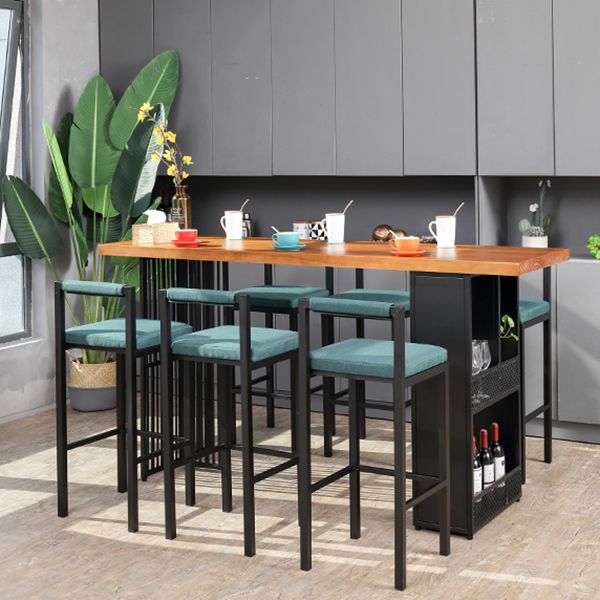 Modern Bar Table Set 1/7 Pieces Solid Wood Counter Table with Upholstered Stools