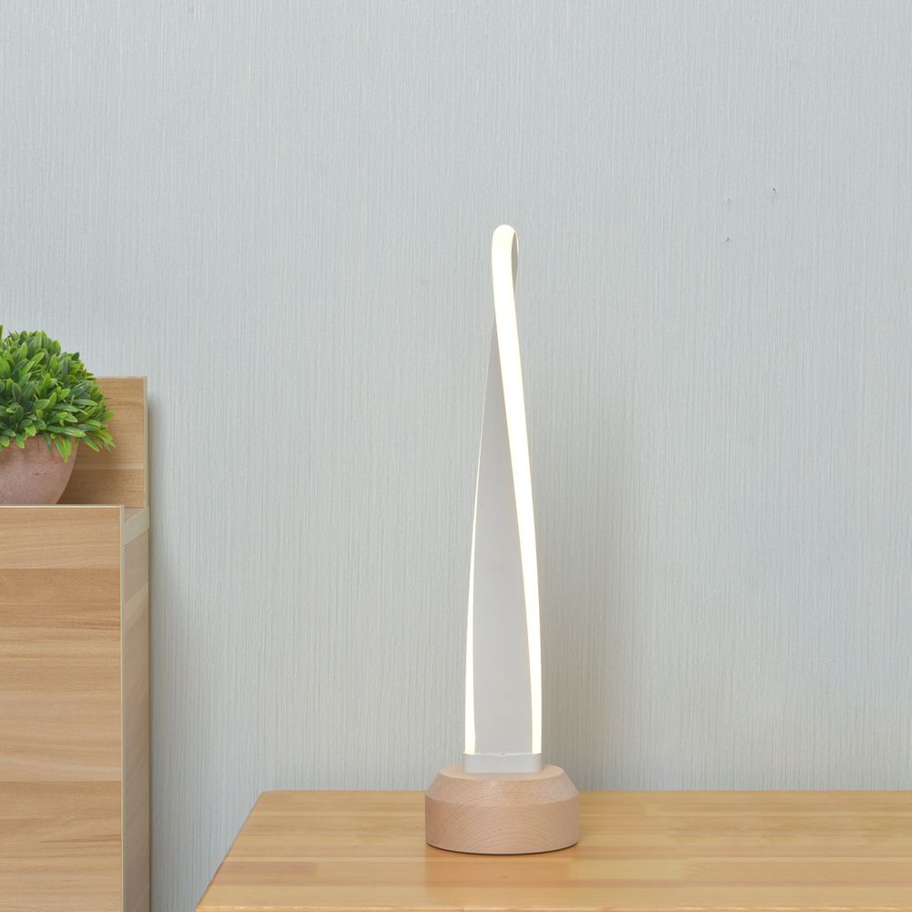 White Twist Night Stand Lighting Nordic 1-Light Aluminum LED Table Light for Bedroom