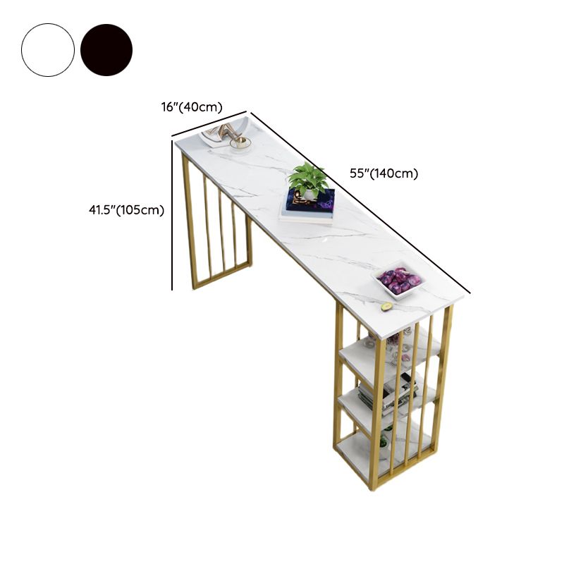 Modern Style Bistro Bar Table Rectangle Gold Frame Bar Table