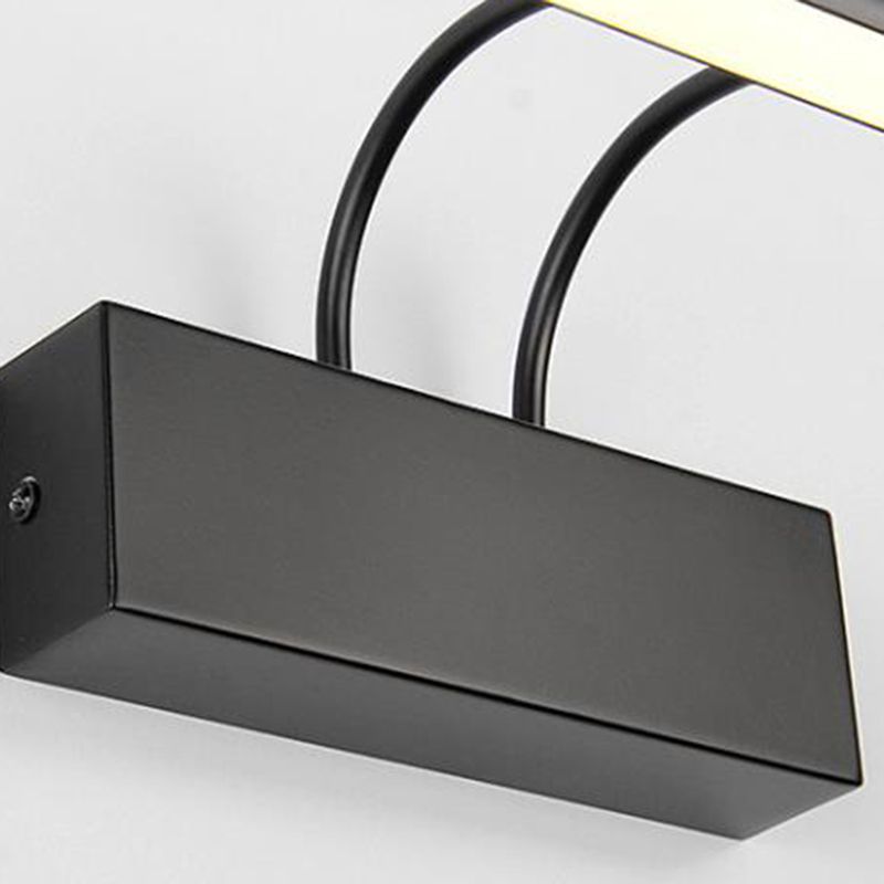 Metal Linear Shade Wall Sconce Modern Style 1 Light Mirror Wall Mount Lighting in Black