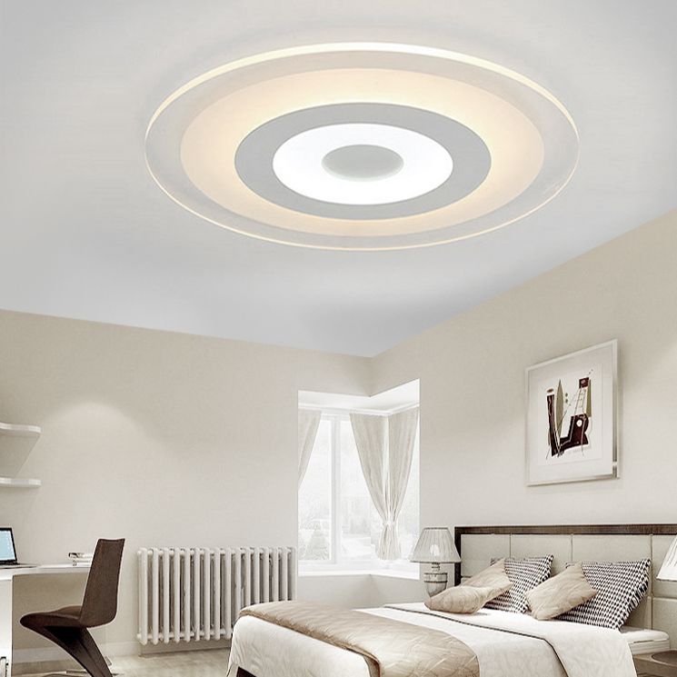 LED Slaapkamer Flush Mount Plafond Licht Armatuur Eenvoudige Witte Flush Mount Verlichting met ronde Acryl Schaduw