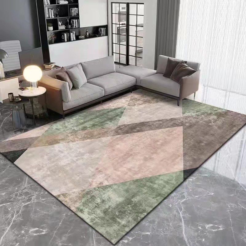 Light Gray Modern Rug Polyester Color Piece Rug Non-Slip Backing Rug for Home