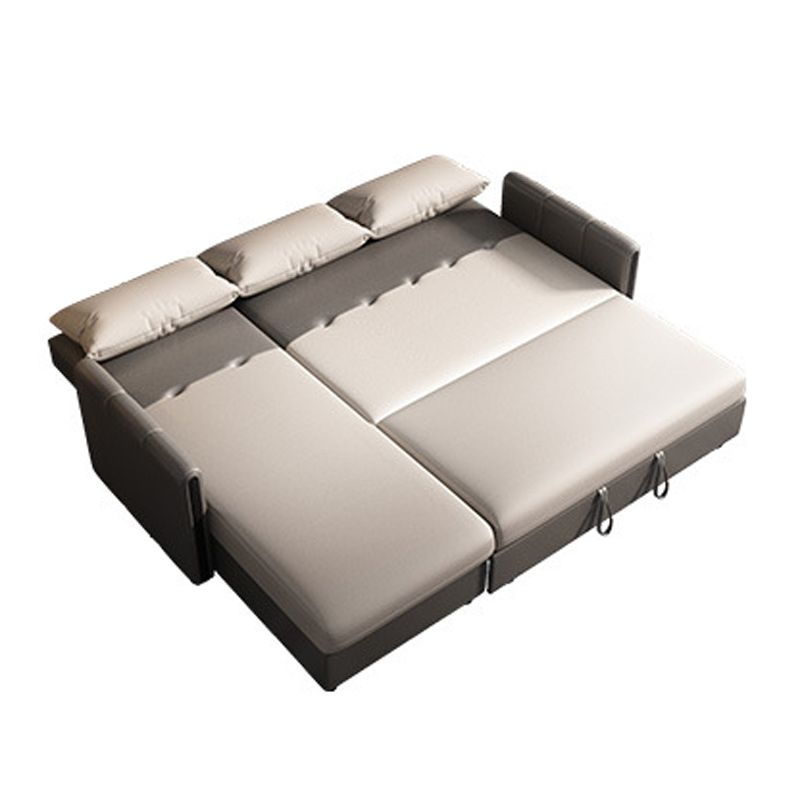 Square Arms Foldable Futon Pillow Included Sleeper Sofa with Storage