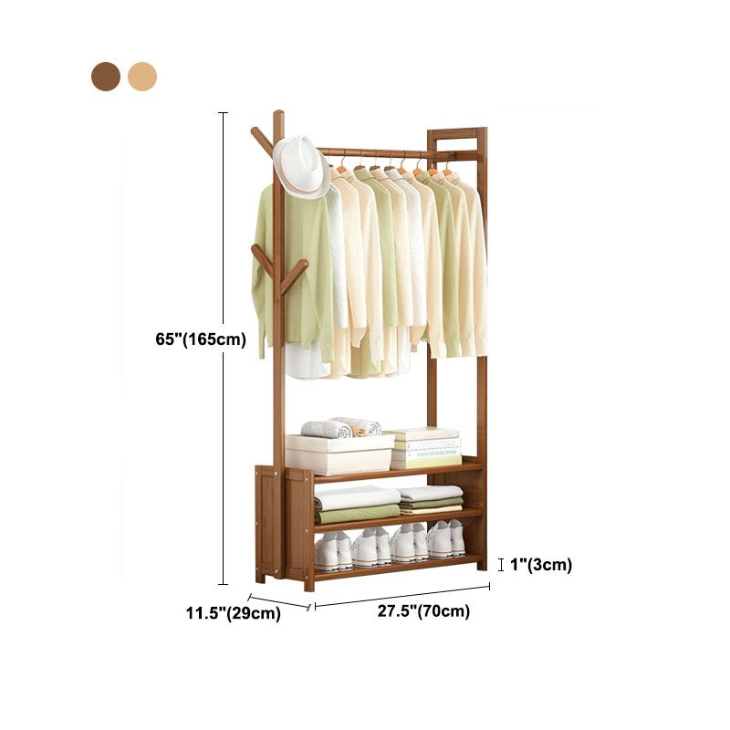 Contemporary Style Wardrobe Armoire Bamboo Armoire with Garment Rod for Home
