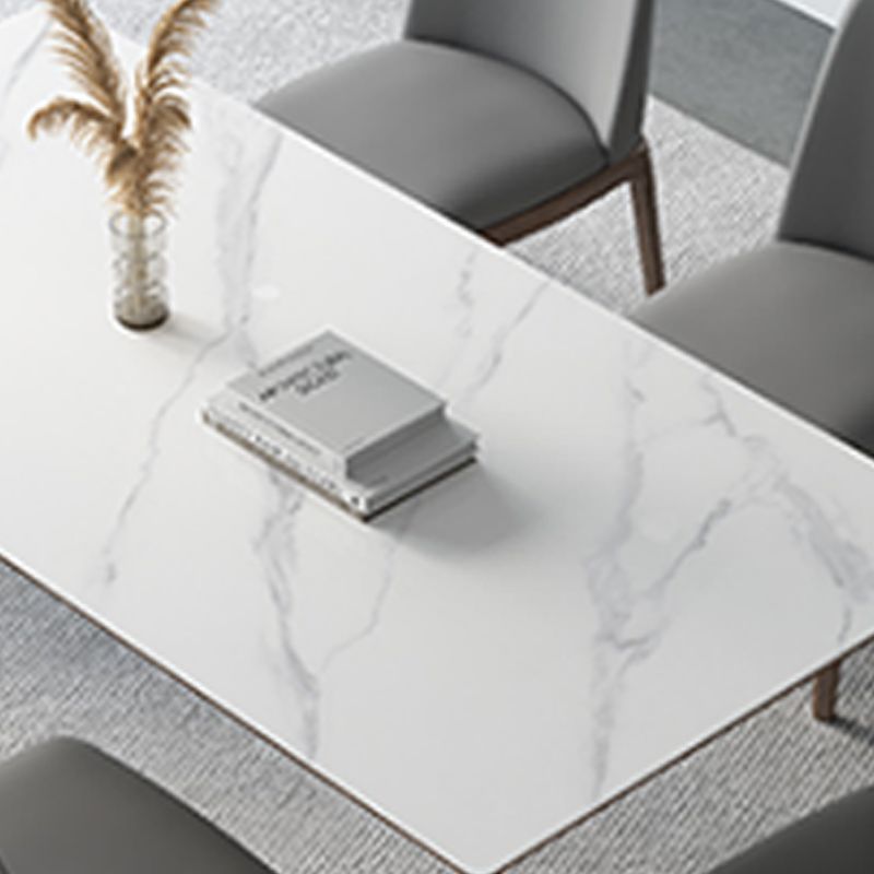 Rectangular Table Medieval Modern Sintered Stone Top Dining Table with Wooden Base