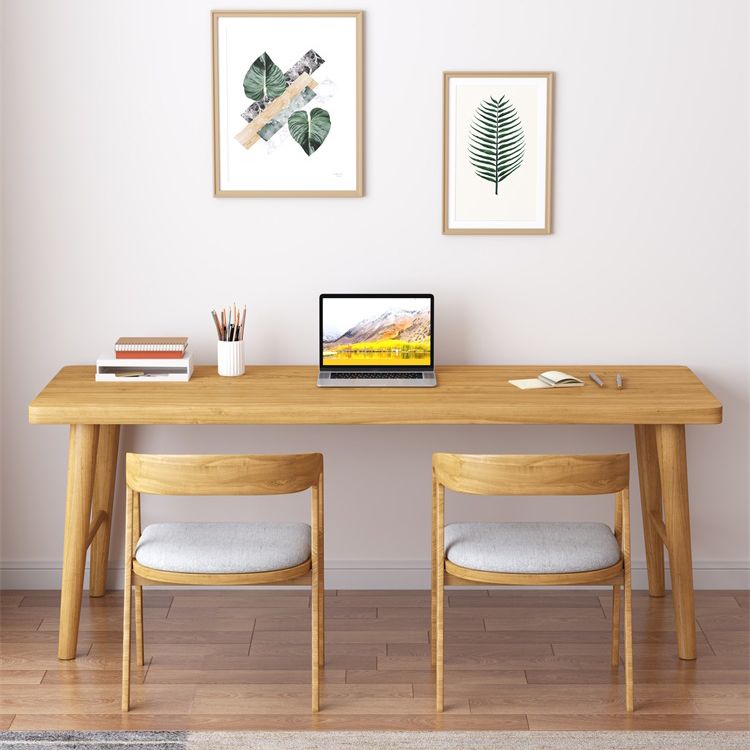 Modern Solid Wood Rectangle Office Desk 29.53" Tall Natural Writing Desk