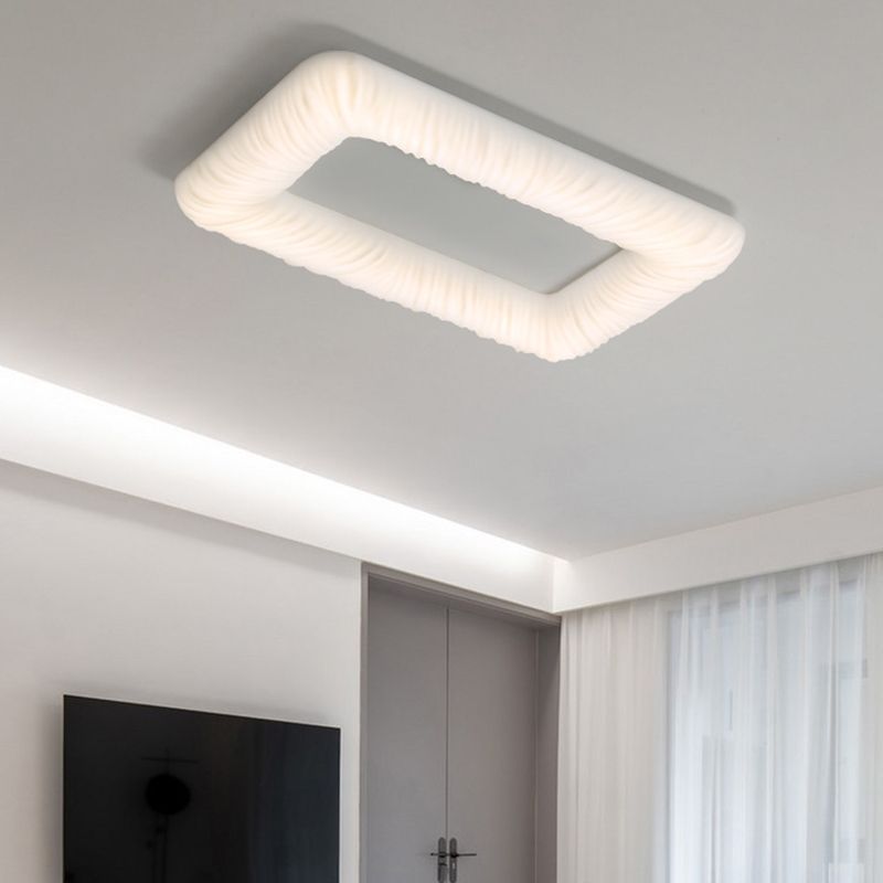 Rectangle LED Ceiling Flush Mount in White Metal & Plastic Flush for Room