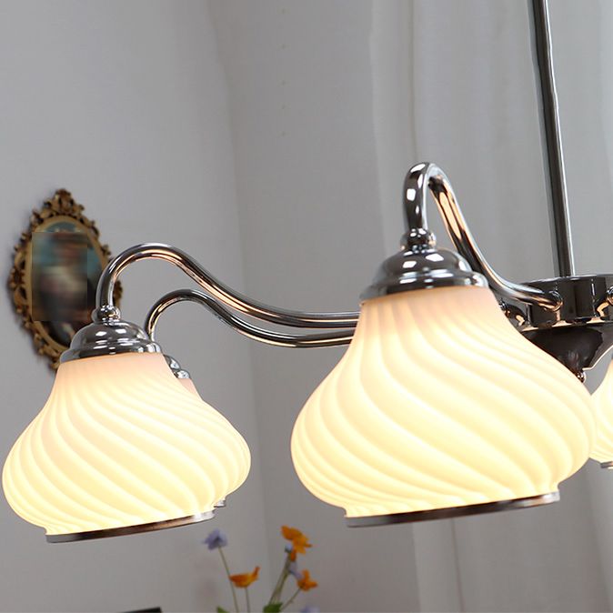 Modern Pendant Light Silver Glass Sputnik Ceiling Light for Living Room