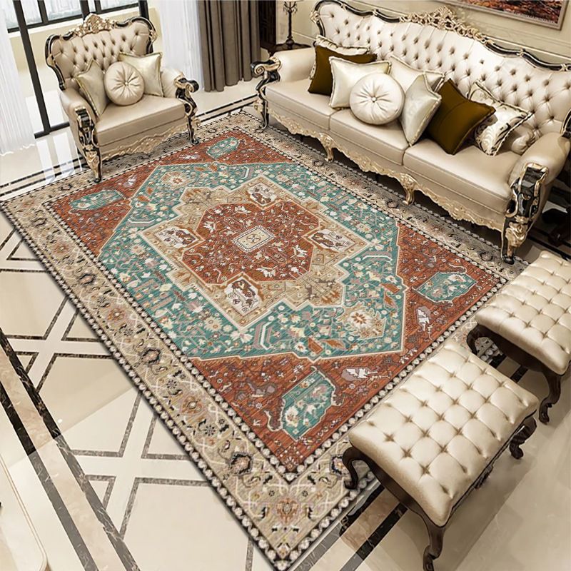Distressed Traditional Indoor Rug Olden Floral Print Carpet Friendly Washable Rug for Home Decor