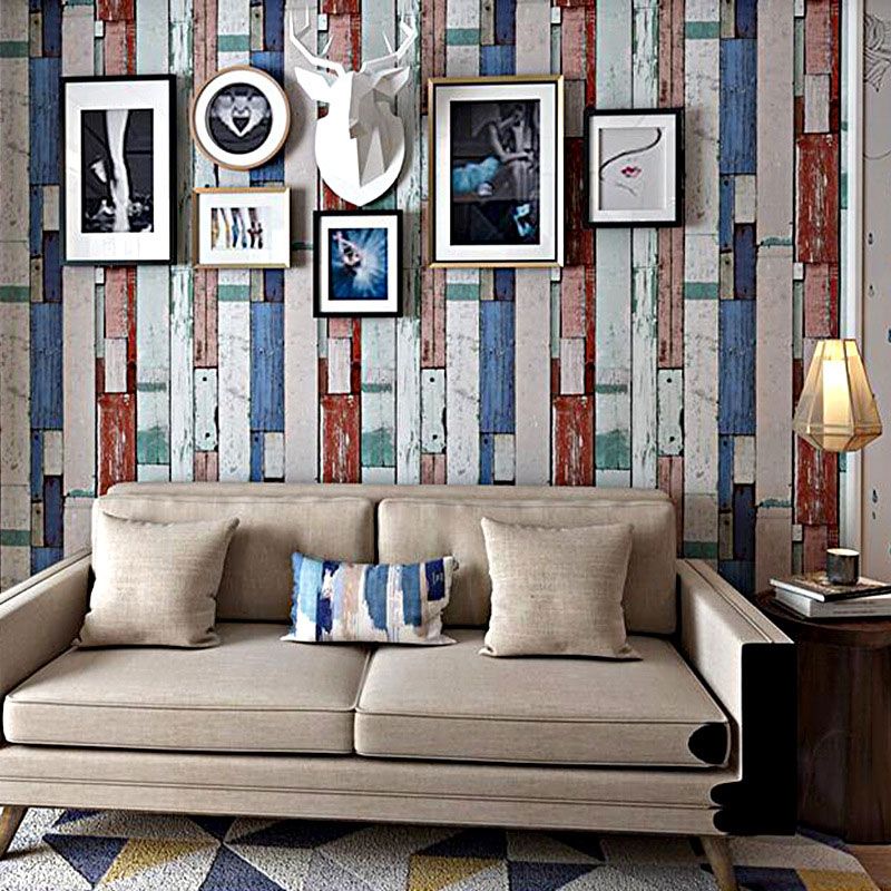 Multi-Colored Faux Wood Wallpaper PVC Decorative Wall Covering, 20.5 in x 31 ft
