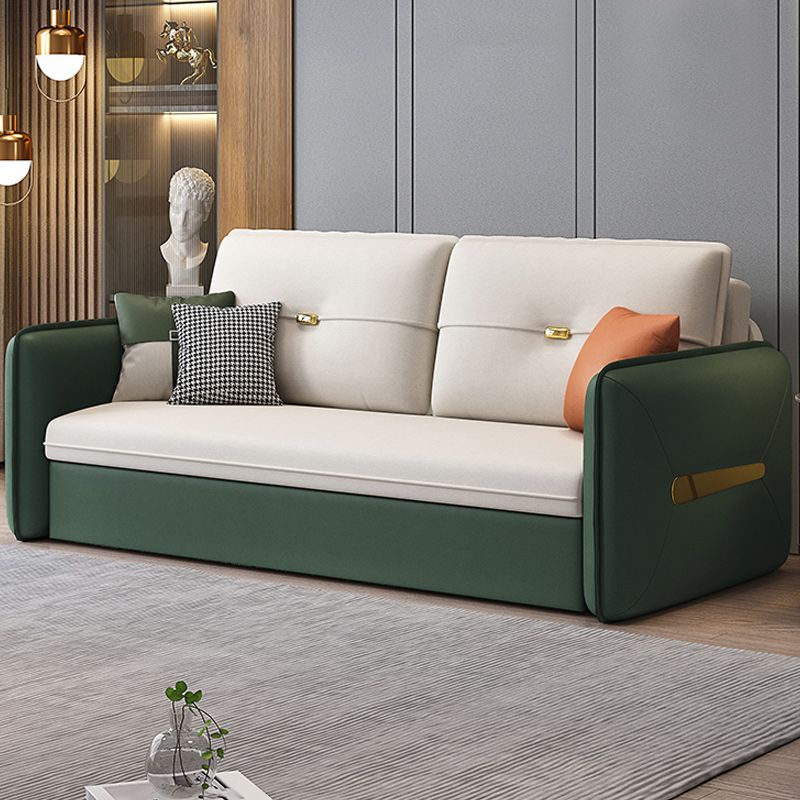 Contemporary Square Arm Faux Leather Stain Resistant Bed Sofa Couch