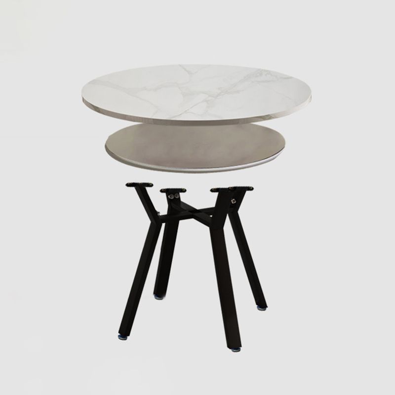 Fixed Modern Dinette Set 1/2/5 Pcs Round Stone Dining Table with Chairs