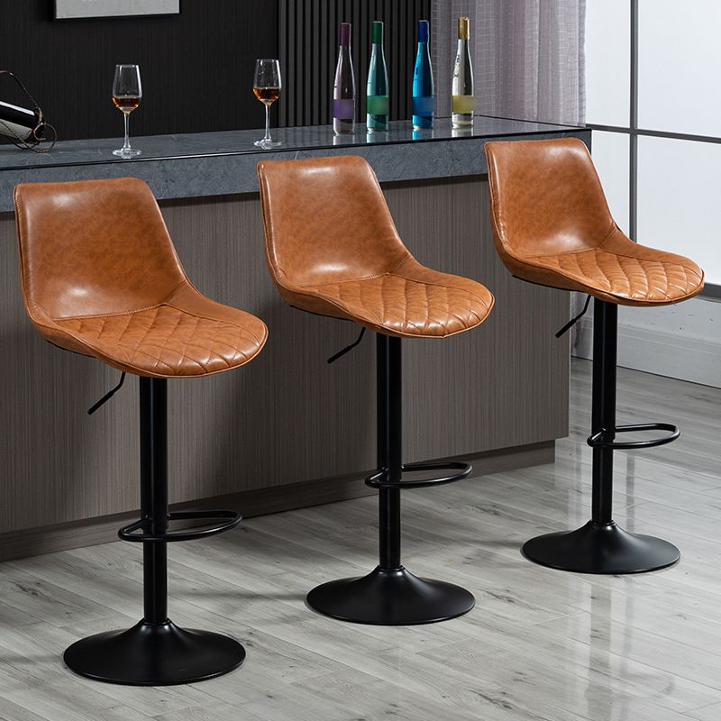 Industrial Bar and Counter Stool Adjustable Height Stool with Pedestal Base in Black