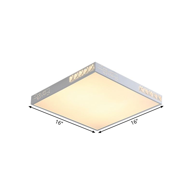 Contemporary Square Ceiling Flush Acrylic 16"/19.5" Wide LED Bedroom Flushmount Light in White