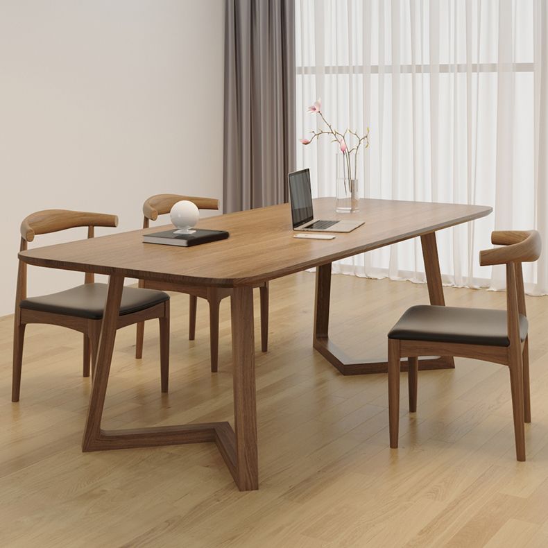 Modern 1/2/4 Pieces Rectangle Dining Set Solid Wood Dining Table with Wooden Chairs