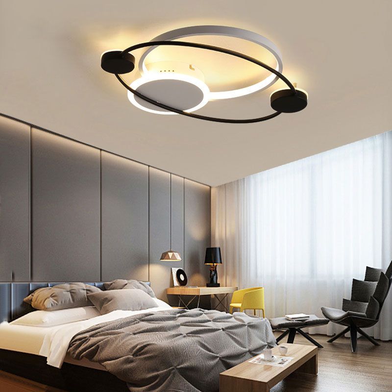 Orbit Integriertes Led Flush Light Warm/Weiß Licht Metall und Acryl Nordic Style Flushmount in Schwarz und Weiß/Grau