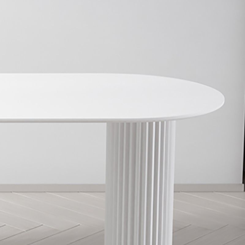 Irregular Shape White Table for Restaurant Modern Island Table with Double Pedestal