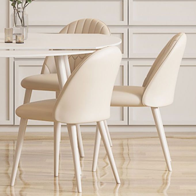Modern Round Stone Dining Table Extendable for Small Spaces in White