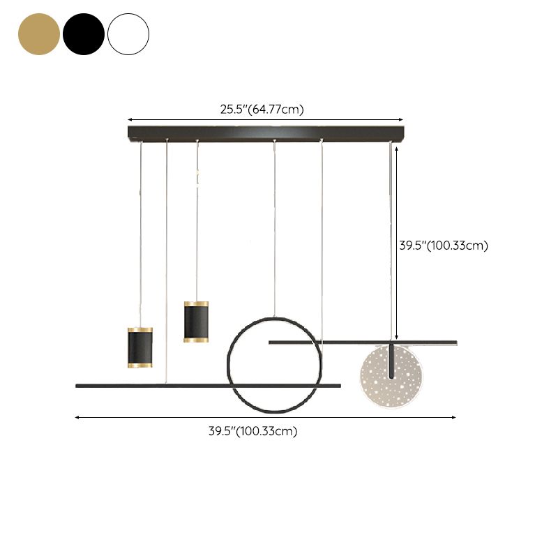 Modern Metal LED Ceiling Lamp Circle Shape Island Light with Plastic Shade for Living Room