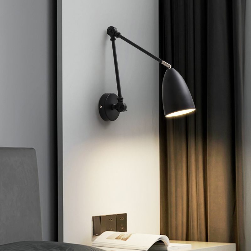 Metal Geometric Shade Wall Lighting Modern Style 1-Light Swing Arm Sconce Lamp