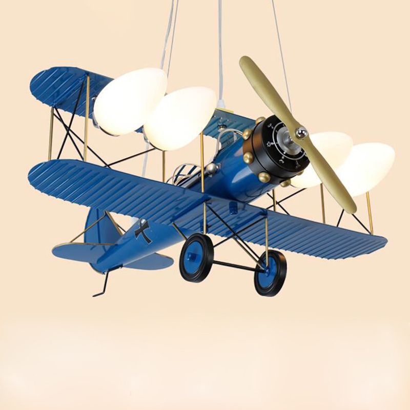 5 Lichter Flugzeugform Pendelleuchten Kinder Metallische Deckenhänge für Kindergarten