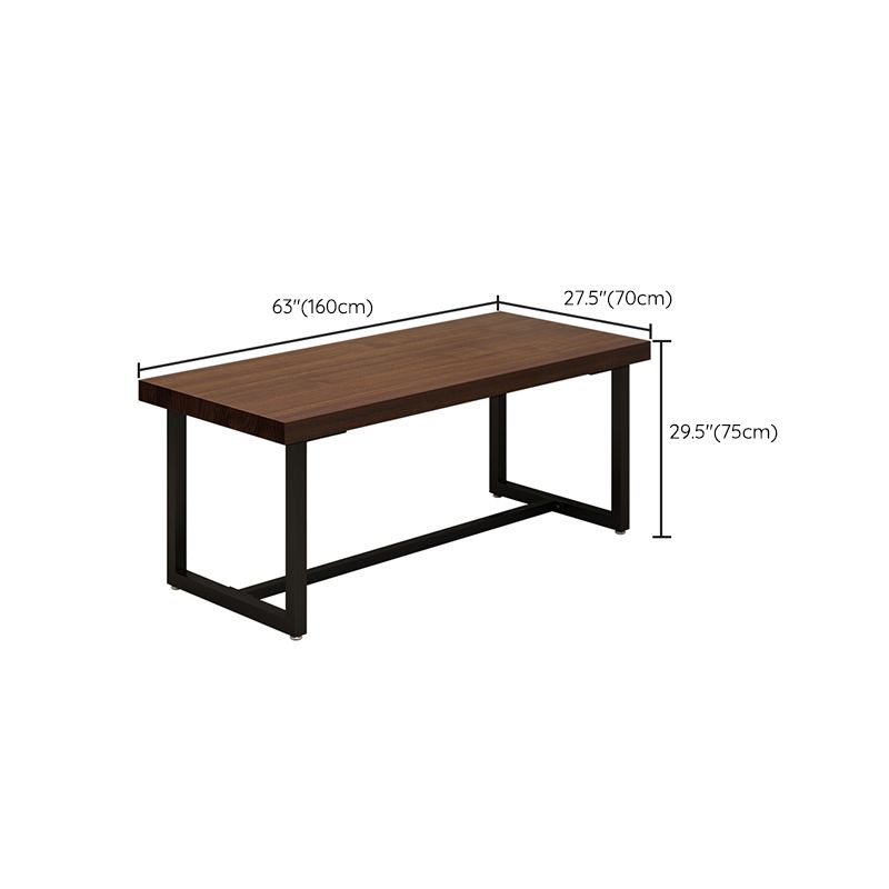Solid Wood Fixed Dining Table Industrial Kitchen Table with Trestle Base