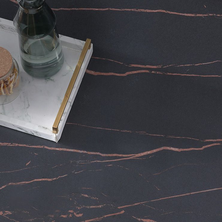 Industrial Sintered Stone Black Table Rectangle Standard Dining Table for Kitchen