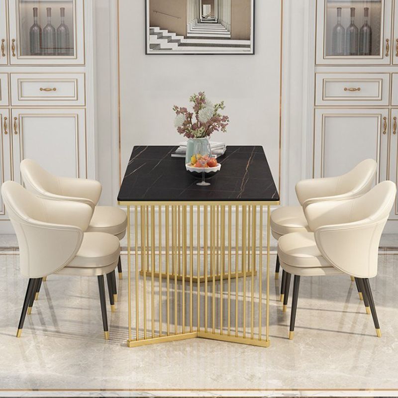 Rechthoekige eettafel Traditionele luxe eettafel met dubbel voetstuk