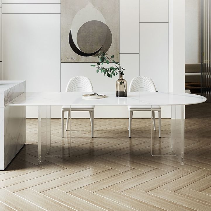 Sintered Stone Dining Table Modern Style Dining Table with Acrylic Base