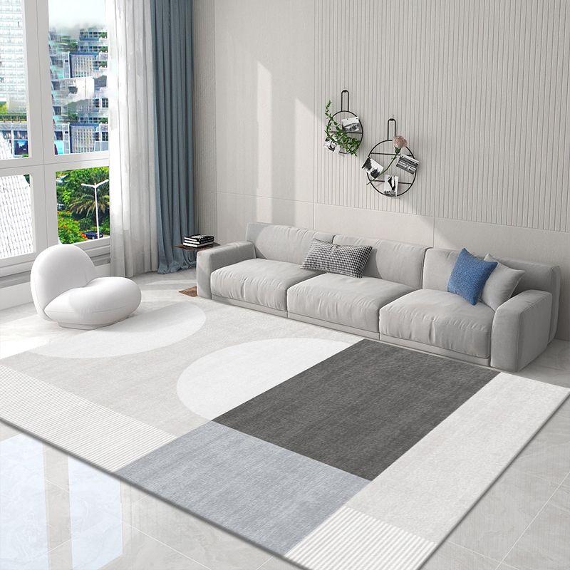 Black Nodic Area Rug Polyester Graphic Indoor Rug Non-Slip Backing Rug for Living Room