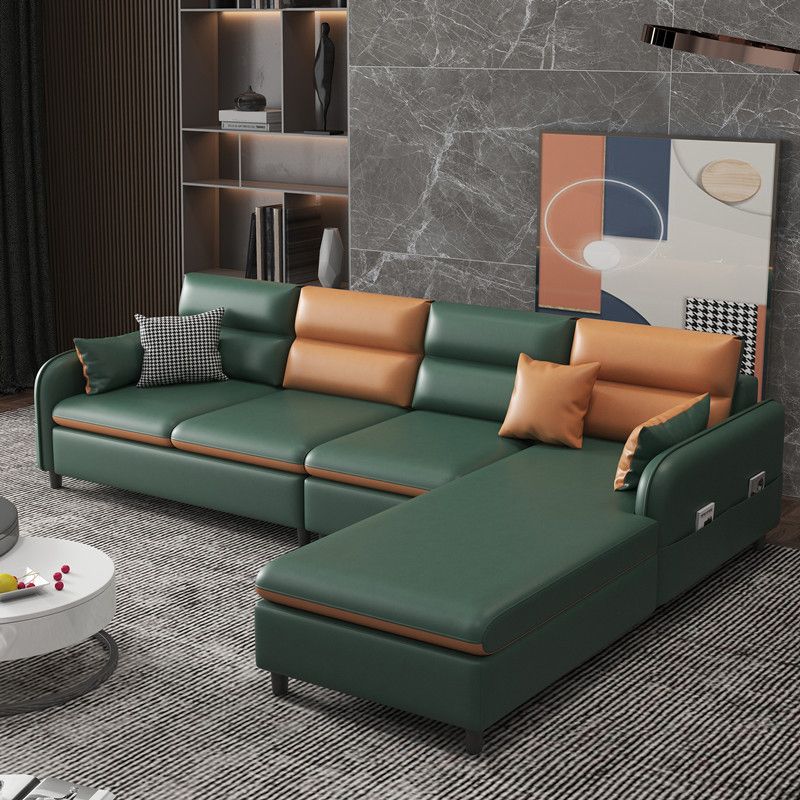 Right Hand Facing L-Shape Sectional with Square Arm and Storage