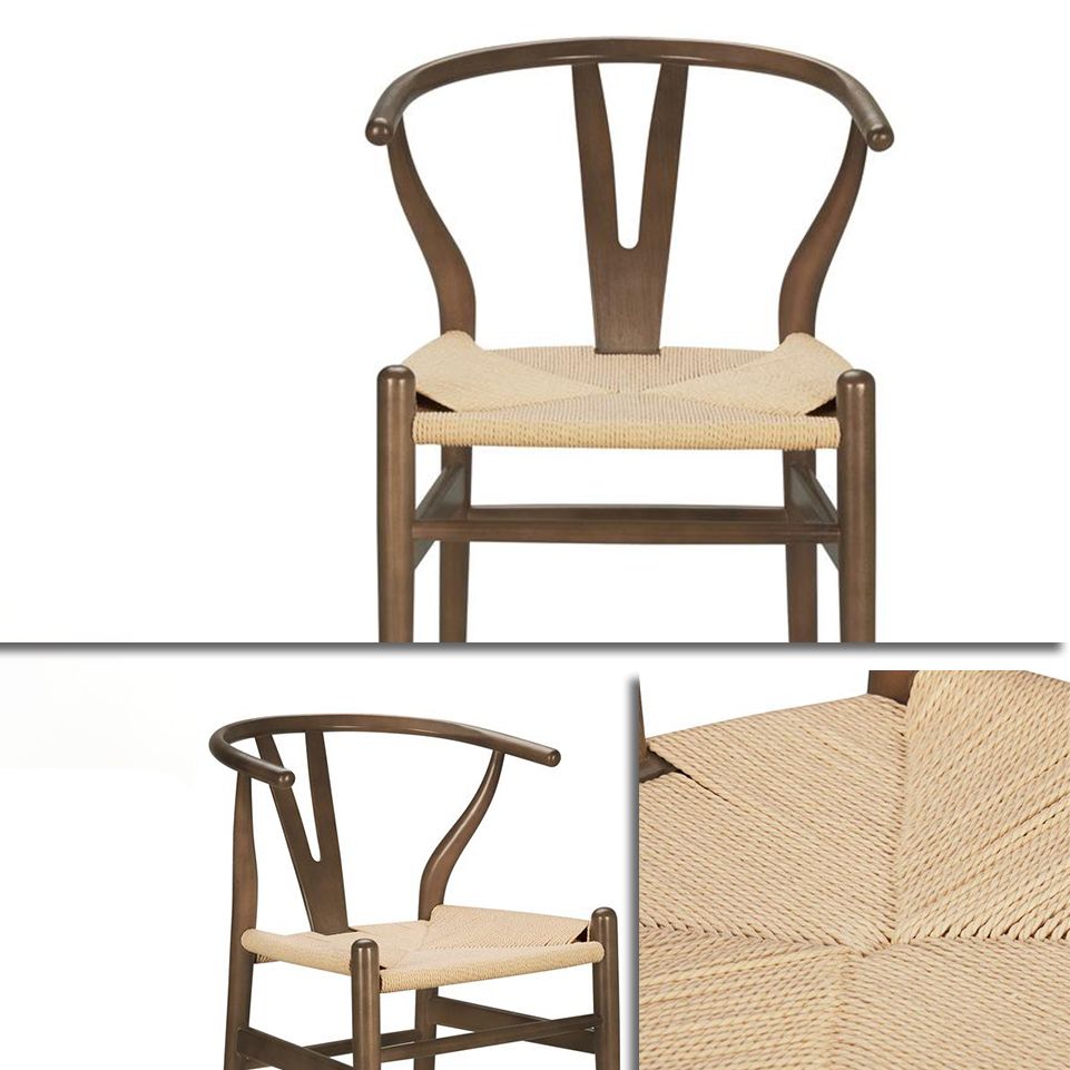 Silla auxiliar de cocina contemporánea de madera con cojín de color, sillón de comedor Wishbone