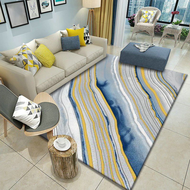 Multicolor Home Decoration Rug Scandinavian Geometric Carpet Polyester Washable Anti-Slip Backing Stain Resistant Rug