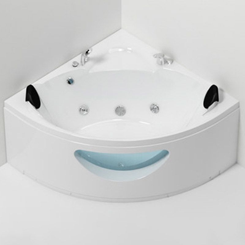 Contemporary Acrylic Corner Bath Tub White Tub with Internal Drain