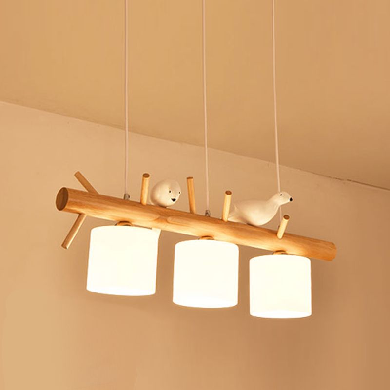 Luces colgantes contemporáneos luces de la isla de cilindro vidrio blanco para la isla de cocina