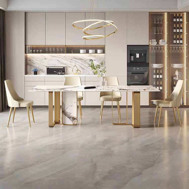Luxury Sintered Stone Dining Set Rectangle 1/2/5/6/7 Pieces Dining Room Table Set