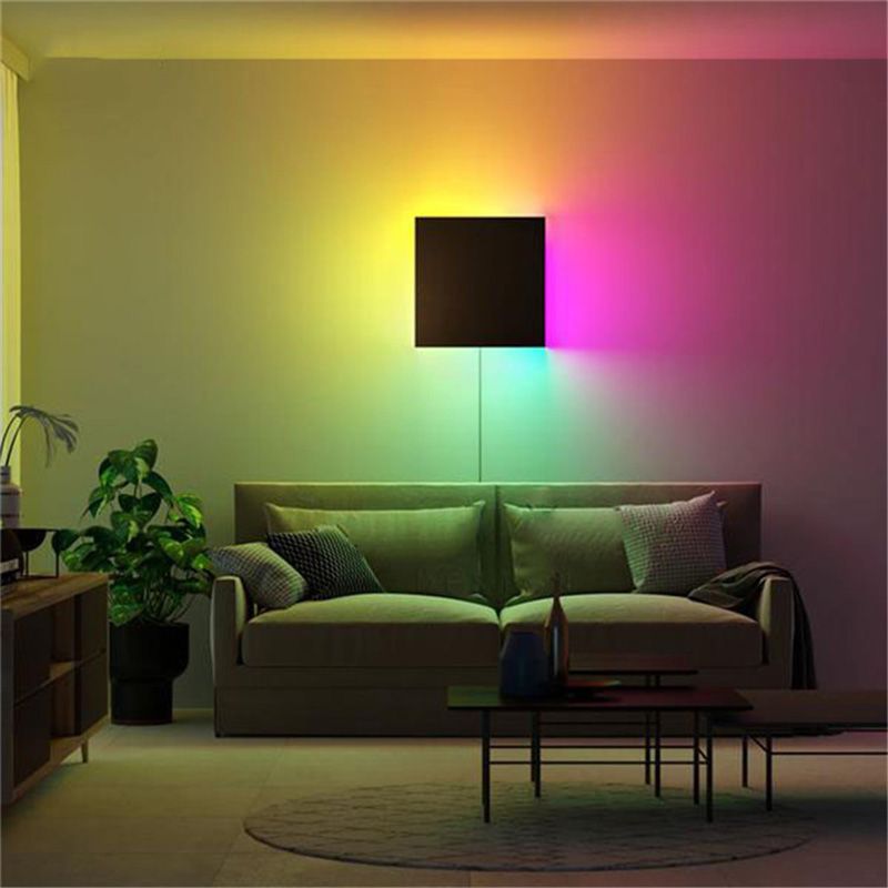 Accesorio de pared de la sala de estar cuadrado RGB Luz de pared minimalista Splock en negro