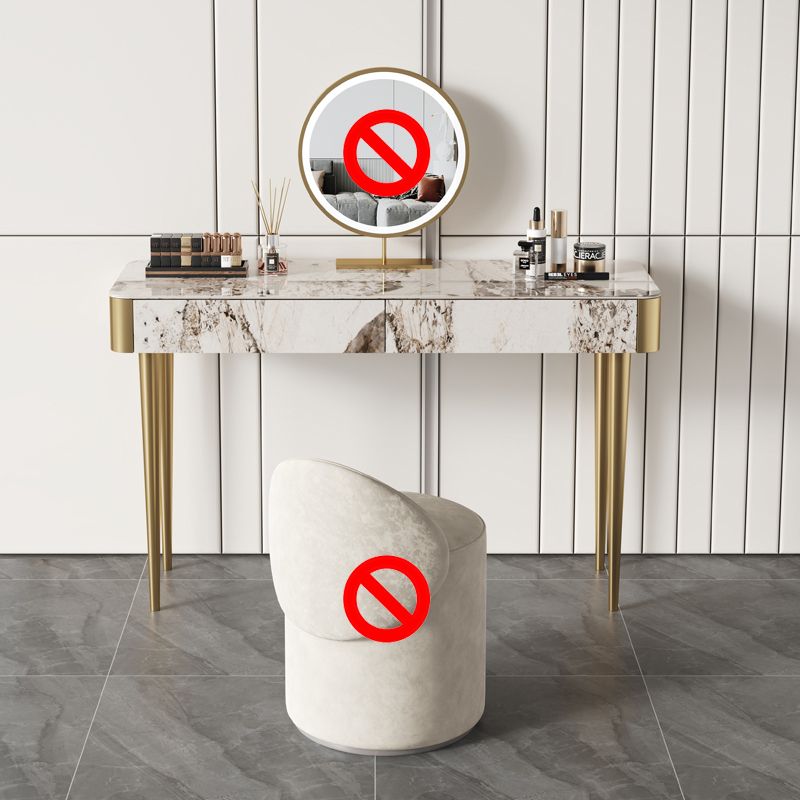 Luxurious Vanity Makeup Dressing Table Stool Set with 2 Drawers