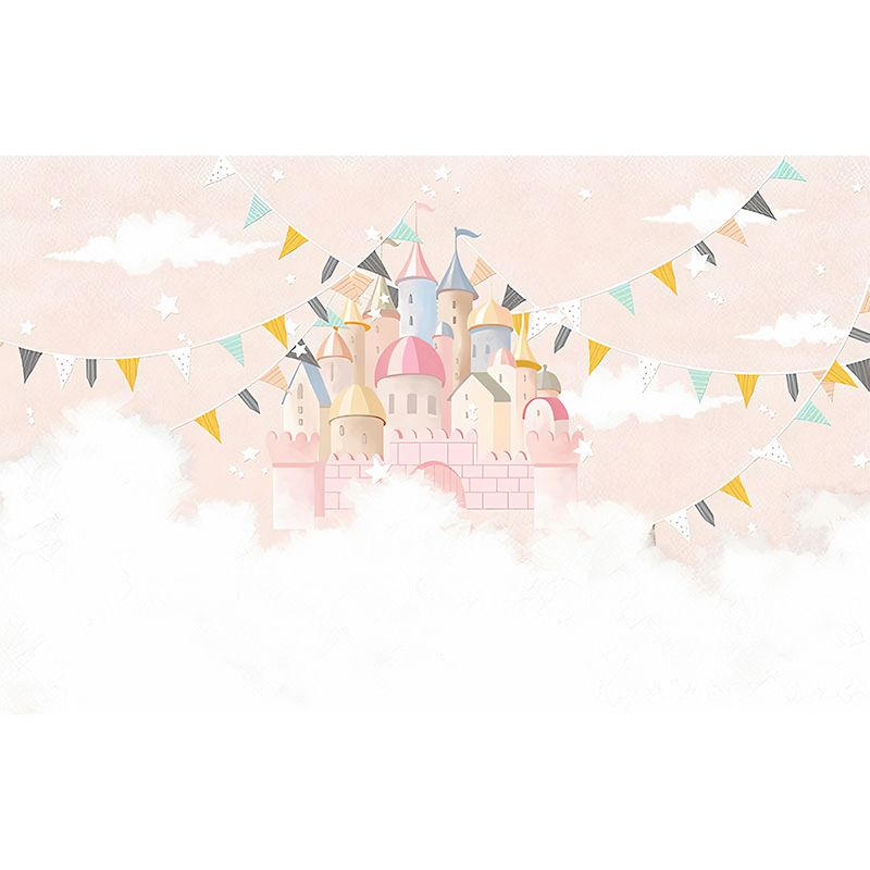 Illustration Castle Wall Decor Full Size Mural Wallpaper for Girl's Bedroom, Custom-Made