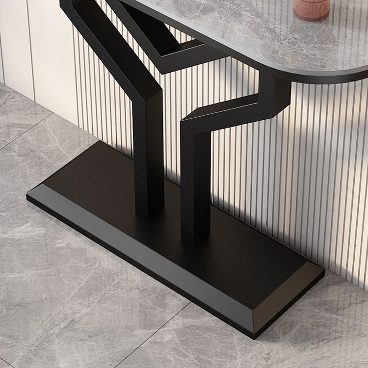 Stone Half Moon Accent Table 1-shelf 11.81" Wide Console Table